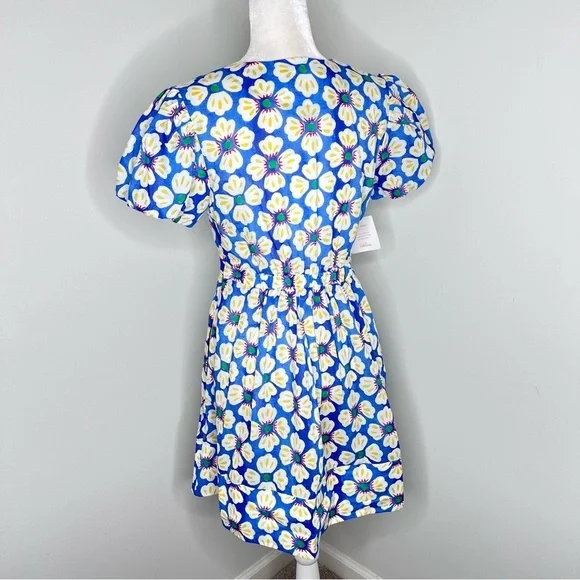 NWT Deloreta Mini Floral Blue Cotton Dress M - Picture 4 of 7